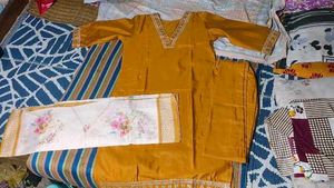 Mustard Embroidered Kurta Set
