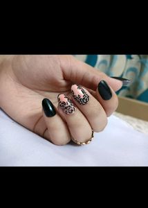 Combo Of 2 Sets Of Nails ( One Hands ) And Maroon Crop Top And Free Nail Glue