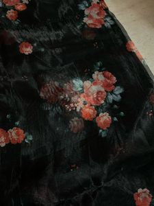 BLACK Floral Organza Saree(NEW)