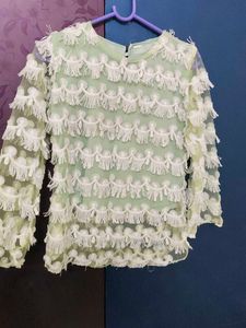 Cute Green Fringe Top