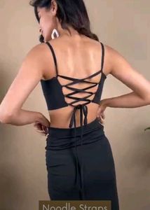 Black Backless Top &amp; Maxi Skirt With Slits