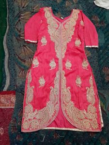 Red & Gold Embroidered Salwar Kameez