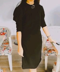 M Size,black Clor One Piece Dress,shimmery Black ,stretchable Comfo.