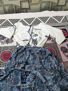 Patterned Dress with Graphic Top