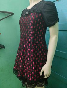 Elegant Black and Red Lace Top