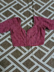 Printed Pink saree with blouse