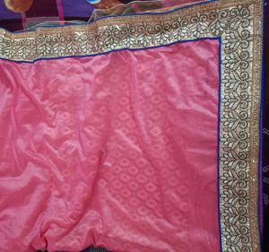 Elegant Pink And Golden Saree