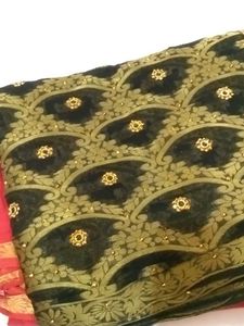 Red Black Festival Saree