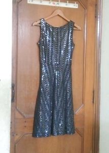 MISS POEM Brand New Mirror sequence midi dress