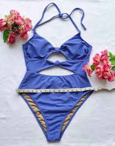 Blue Cutout One Piece Swimsuit