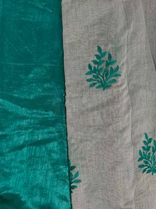 Elegant Grey Embroidered Saree with blouse