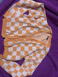 Checkered Knit Cardigan