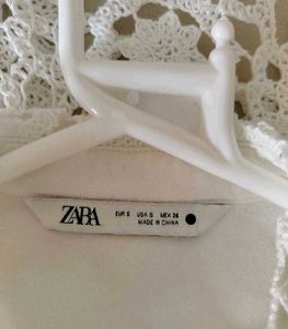 Zara Lace Trim White Shirt