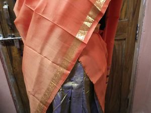 Orange Color 2-Blouses And Dupatta Set For Lehenga