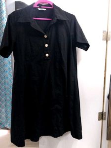 A Very Classy Black Shirt Dress With Pockets