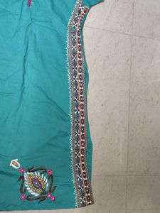 Teal Embroidered Kurta Dress