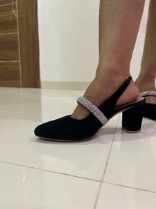 Black Block Heel Slingbacks