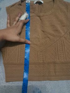 Brown Knit Crop Top Vest