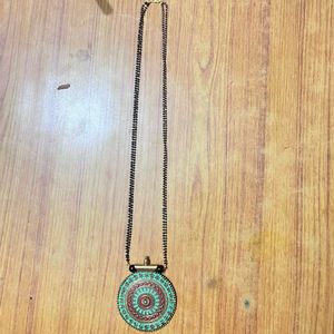Stunning Green & Gold Mandala Pendant Necklace wit