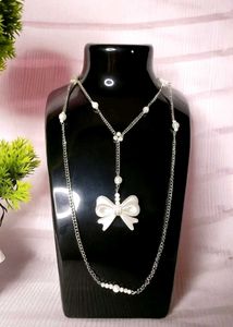 Handmade Korean || Pearl Bow Necklace || Elegant