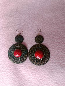 Boho Chic Red Stone Earrings