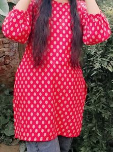 Red Printed Kurta