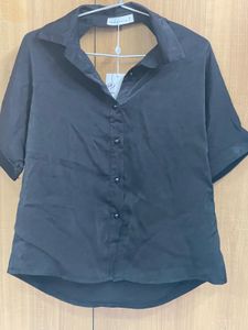 Black Button-Down Top