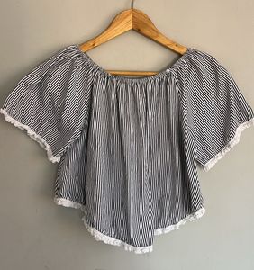 Striped Off-Shoulder Crop Top