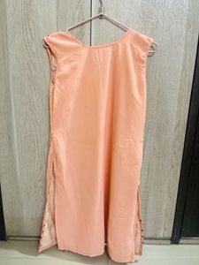 Peach Embroidered Kurta