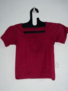 Burgundy Square Neck Top