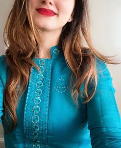 Navy Blue Embroidered Kurta Set by Anouk – Size S