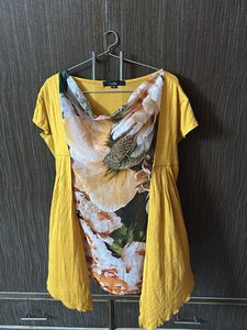Yellow Floral Print Tunic Top