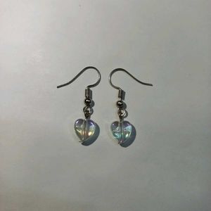 Handmade Clear Heart Earrings