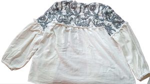 Zara Embroidered Cotton Blue White Kimono Jacket