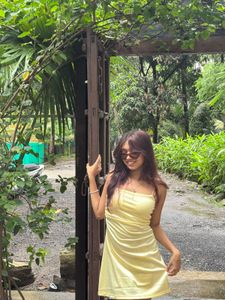 Trendy Satin Yellow Dress