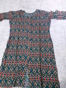 Patterned Button Down Tunic Dress