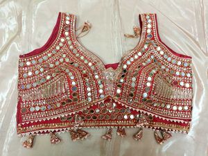 Red Mirror Work Blouse