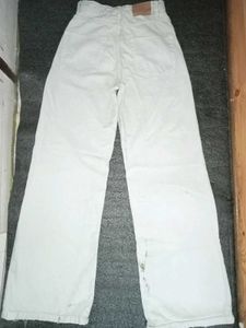 off white Wide Leg Light Wash Jeans