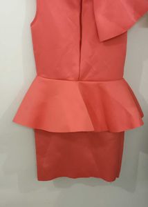 Coral Ruffle Peplum Dress