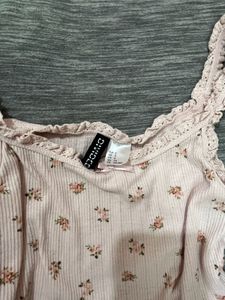 Lace Trimmed Jersey Strappy Top