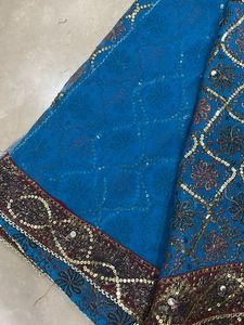 Beautiful Embroidery Saree With Attached Blouse