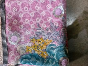 New Floral Print Sari with Sequin Detail