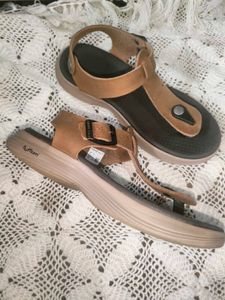 Brown T-Strap Sandals