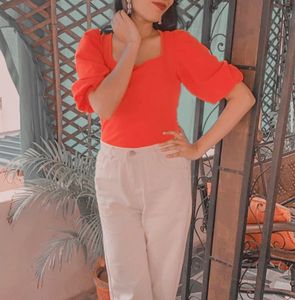 SHEIN Puff Sleeves Top 🍊