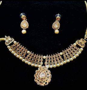 Gold Plated Necklace With Earrings