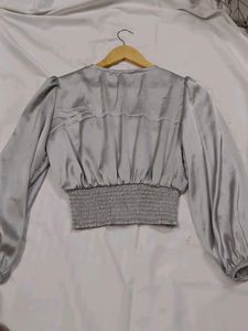 Silver Metallic Crop Top