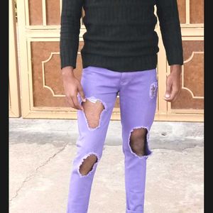 Ripped Purple Denim Jeans