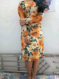 Sunlit Bloom Bodycon Midi Dress