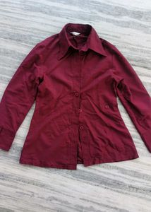 Maroon Button-Up Top