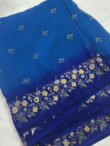Elegant Blue Floral Saree